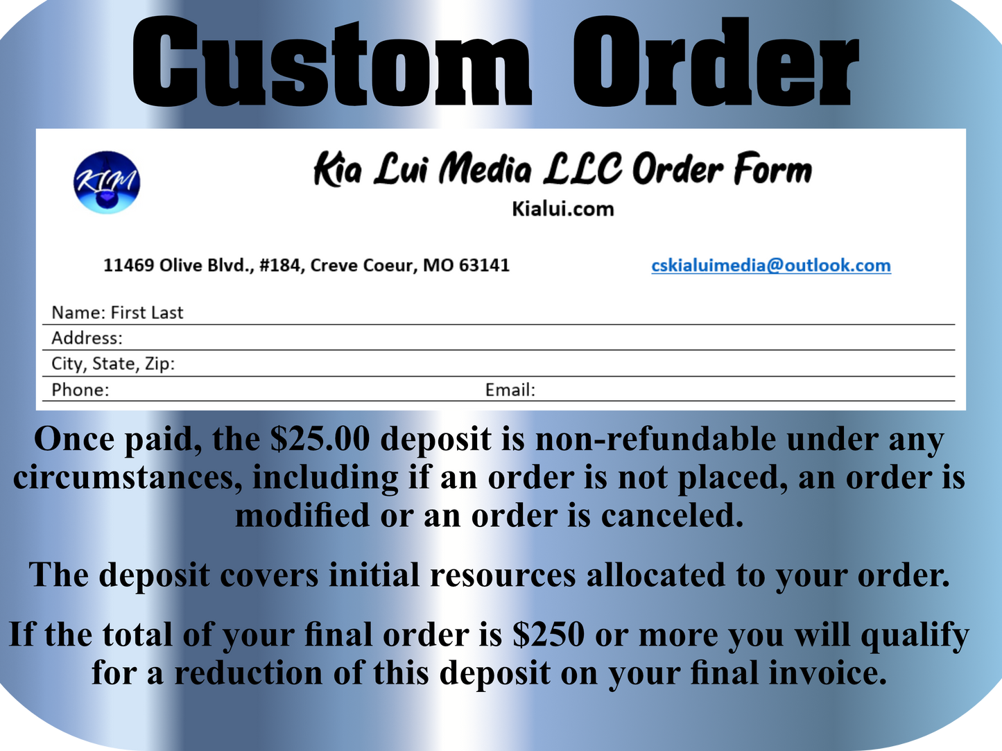 Custom Order - Kia Lui Media